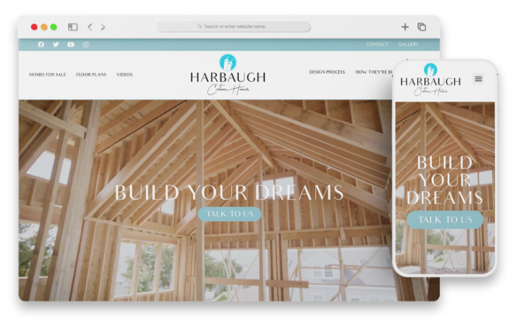 Harbaugh Custom Homes Website Screenshot